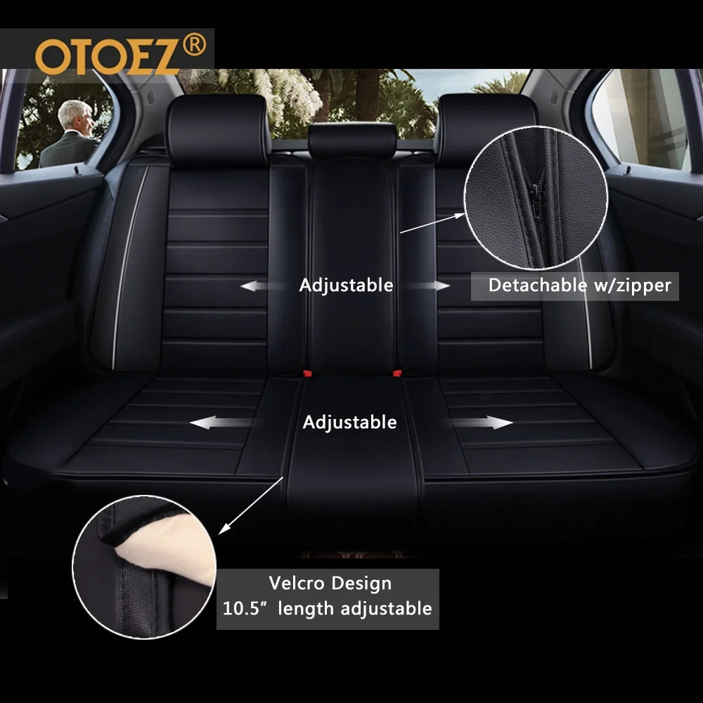 OTOEZ Leather Car Seat Cover Universal 5 Seats Full Set Front Rear Seat Protector