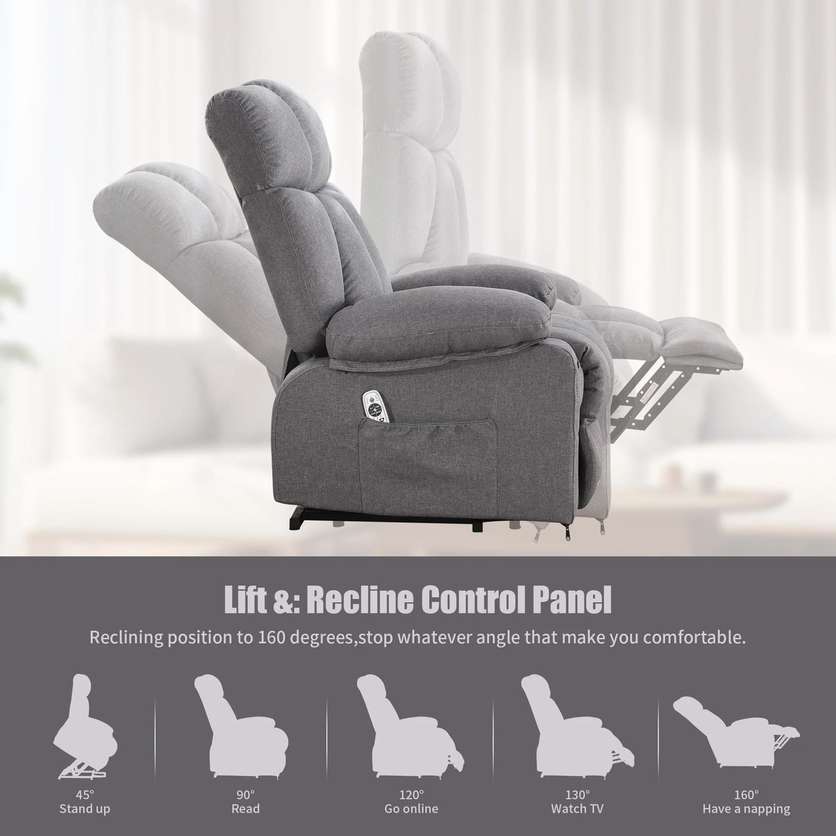 JONPONY Power Lift Recliner Chair Recliners for Elderly with Heat and Massage Recliner Chair for Living Room with Infinite Position and Side Pocket,USB Charge Port,Brown