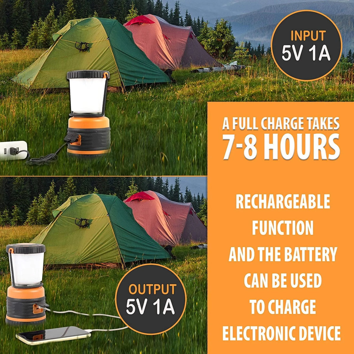 AYL LED Camping Lantern Rechargeable 4 Light Modes, USB Cable Included