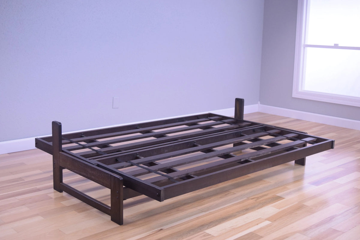 Aspen Futon in Reclaimed Mocha Finish, Multiple Suede Colors