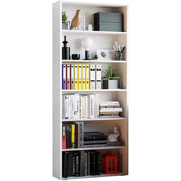 IRONCK Bookshelves Floor Standing 6 Tier 70in Tall for Home Office, White
