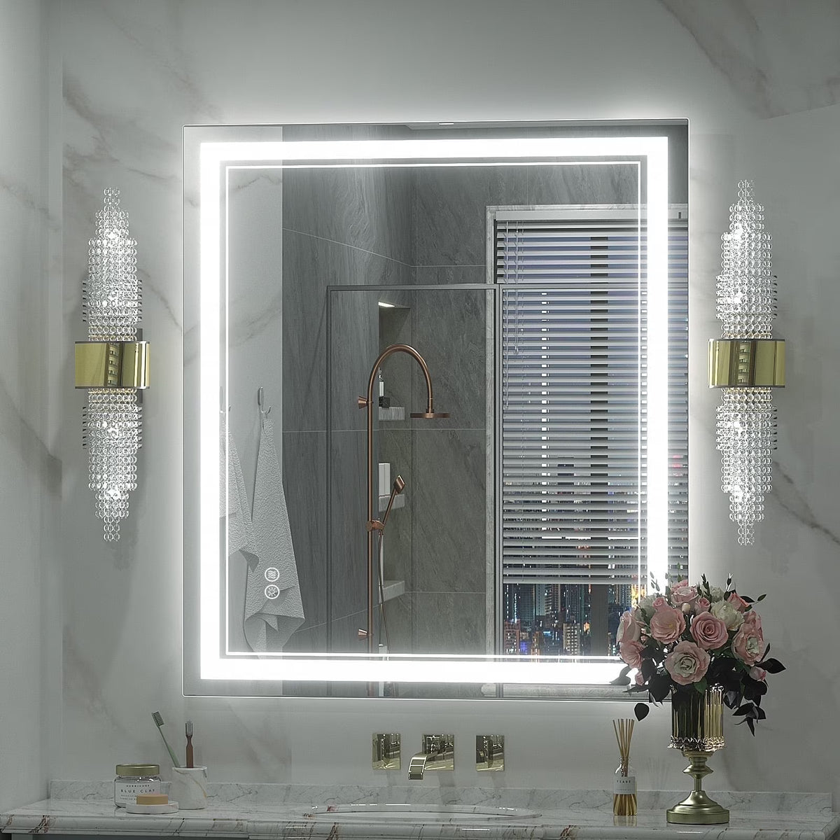 Frameless Frontlit LED Anti-fog Bathroom Vanity Mirror 96x36 inch