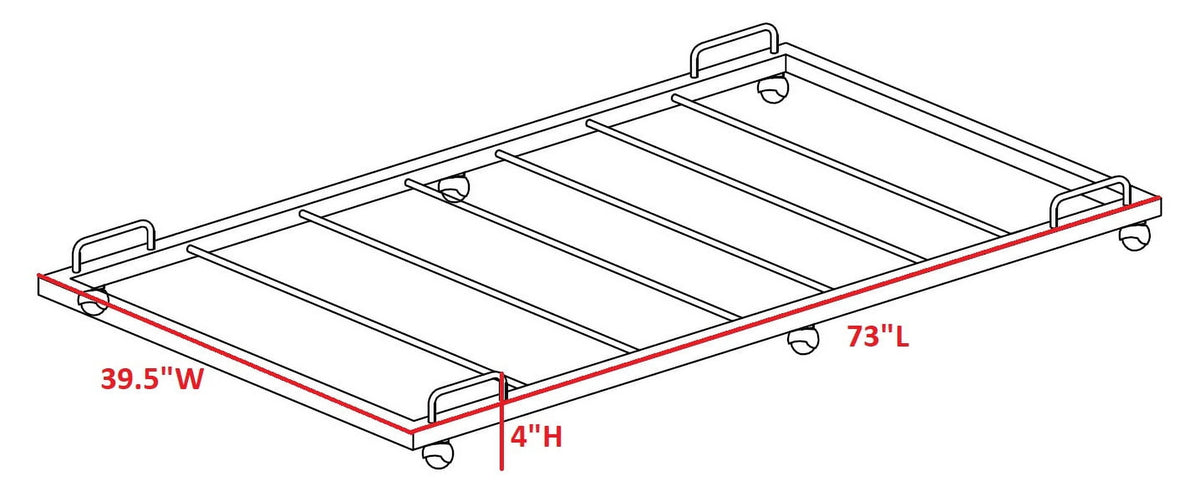 Archer White Metal Twin Size Roll-Out Trundle Bed Frame with Six Slats