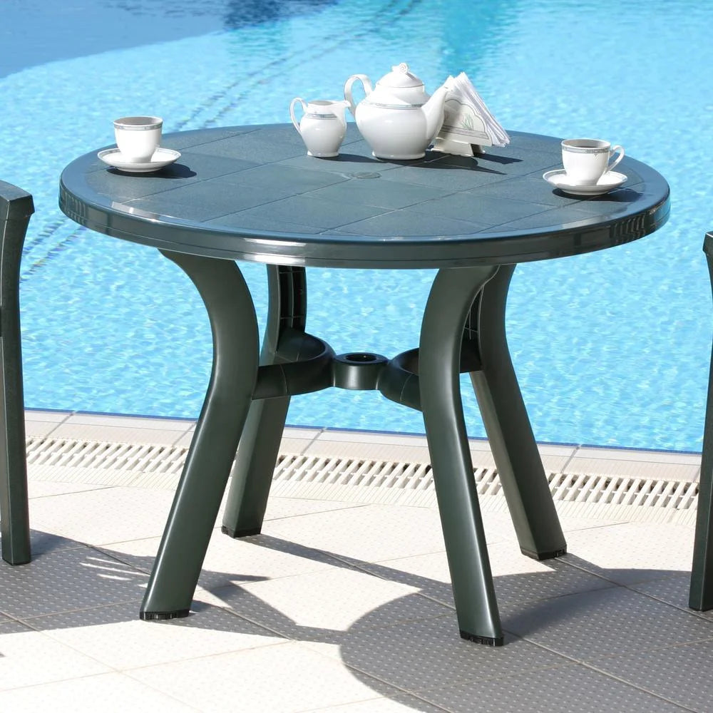 Compamia Truva Transitional Plastic 42" Round Resin Patio Dining Table in White