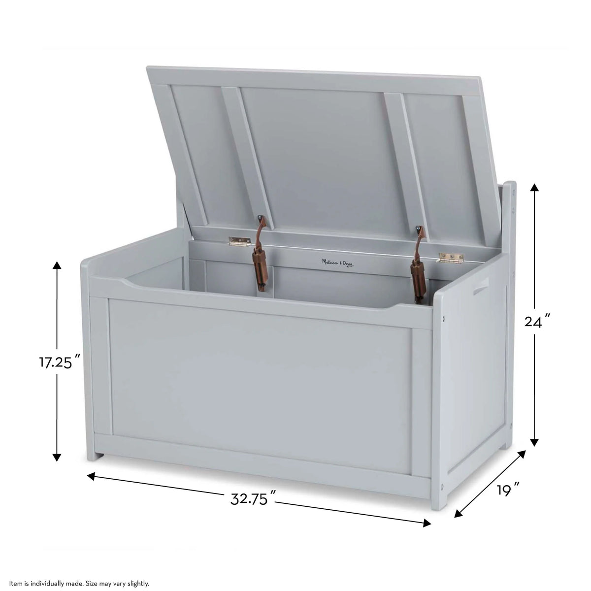 Melissa & Doug Wooden Toy Chest, Toy Storage Box (Gray) with Hinged-Lid, Playroom Furniture for Kids Ages 3+ [Wood]