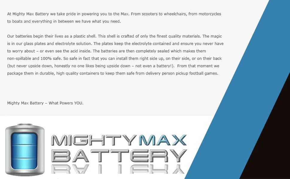 12V 35Ah Pride Mobility BATLIQ1017 AGM U1 Replacement Battery