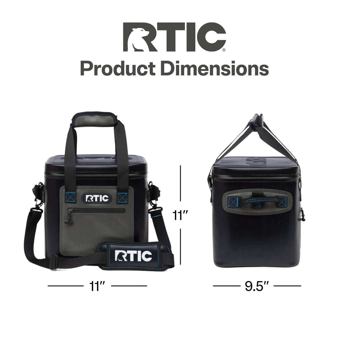 RTIC 12 Can Ultra-Tough Soft Cooler, 10 Qt, Leakproof, Waterproof Zipper,  Black