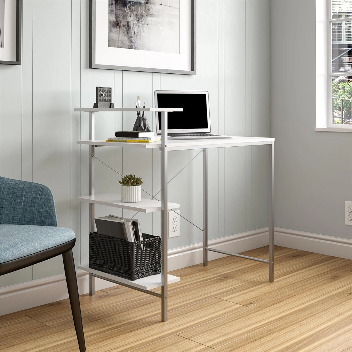 Mainstays Side Storage Desk - White