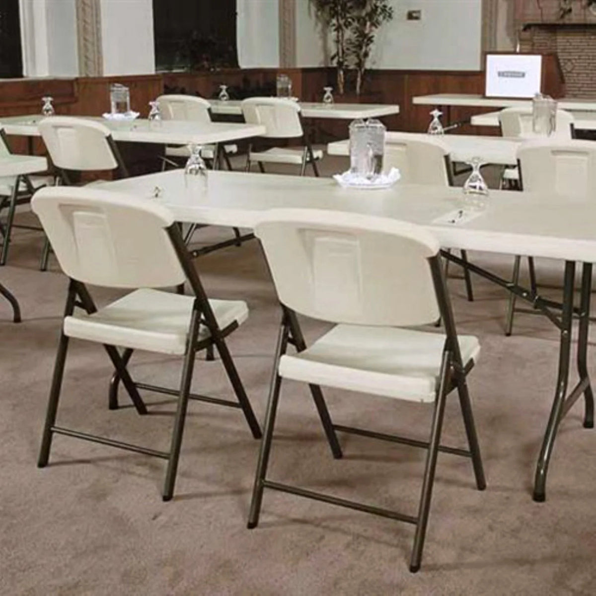 Lifetime Folding Chair, Indoor/Outdoor Commercial, White Granite, 4 Pack (42804)