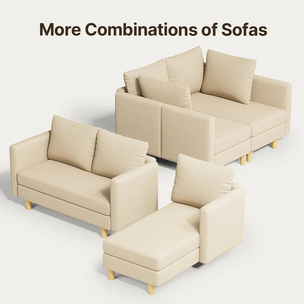 Aiho 82" L Modern Sofa, L-shaped Sofa with 3 Comfortable Pillows for Living Room, Apartment, Studio, Office - Dark Grey