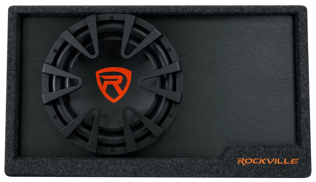 Rockville RVS12A 12" 1400w Slim Vented Powered Car Subwoofer Enclosure + Amp Kit