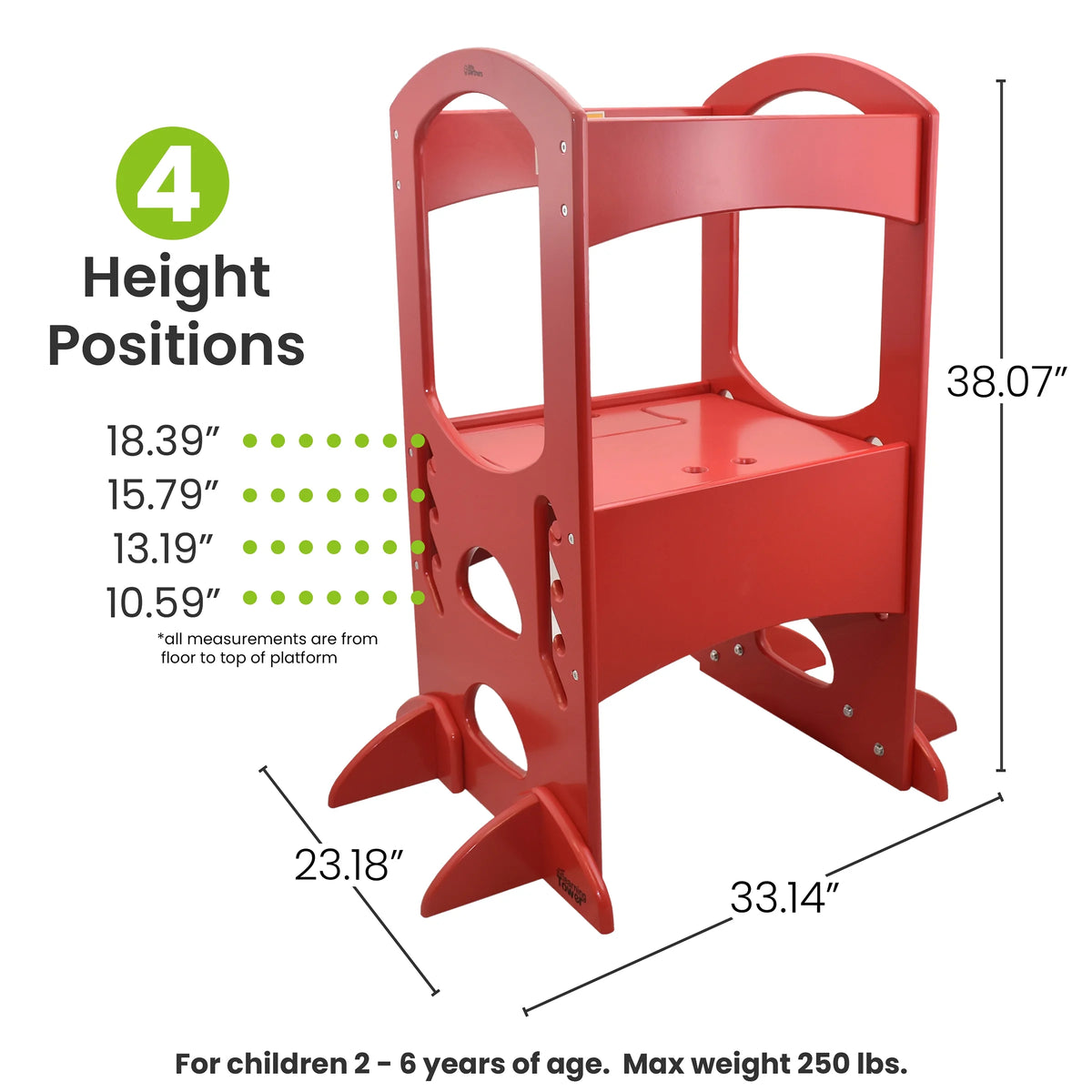 Little Partners Learning Tower Adjustable Height Kitchen Step Stool, Toddler Tower, Encourages Learning, Independence, and Engagement, Safety Climbing Tower for Kitchen Counter - Soft White