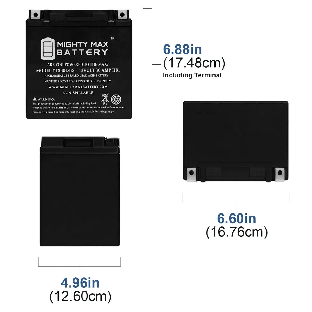 YTX30L-BS Battery for Polaris Ranger 6x6, 4x4 2004 - 2011