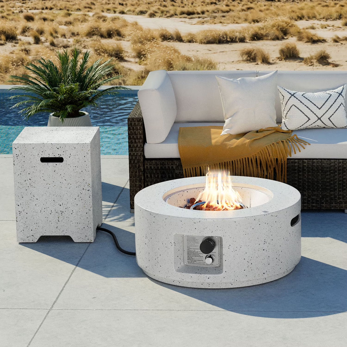COSIEST 40,000 BTU Outdoor Camping Bonfire 28-inch Round Propane Fire Pit Table Set with Stainless steel