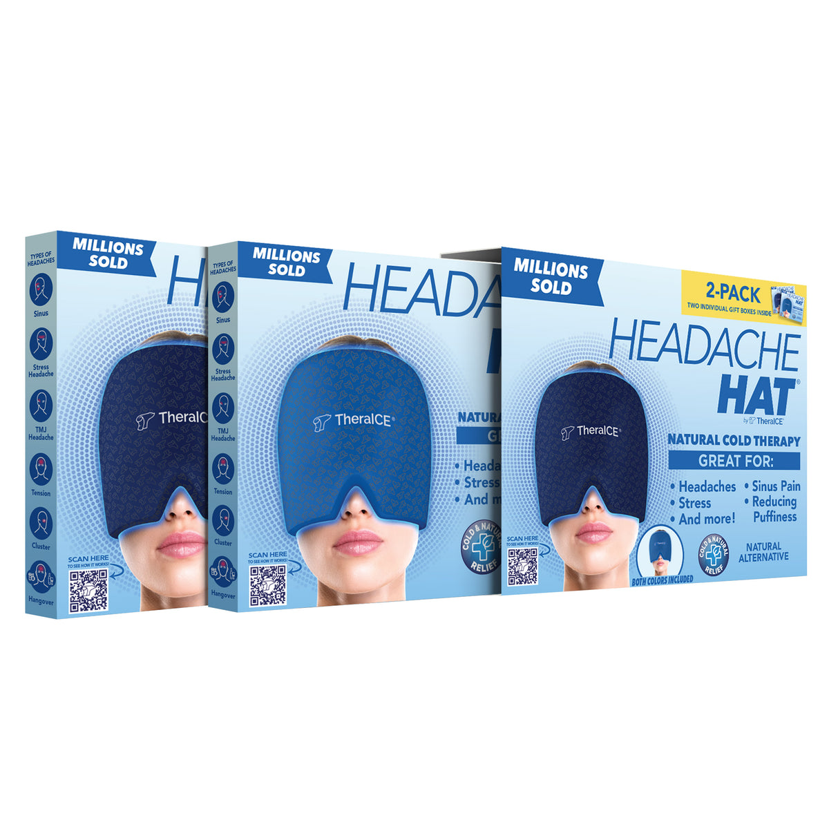 TheraICE Headache Hat, 2-Pack