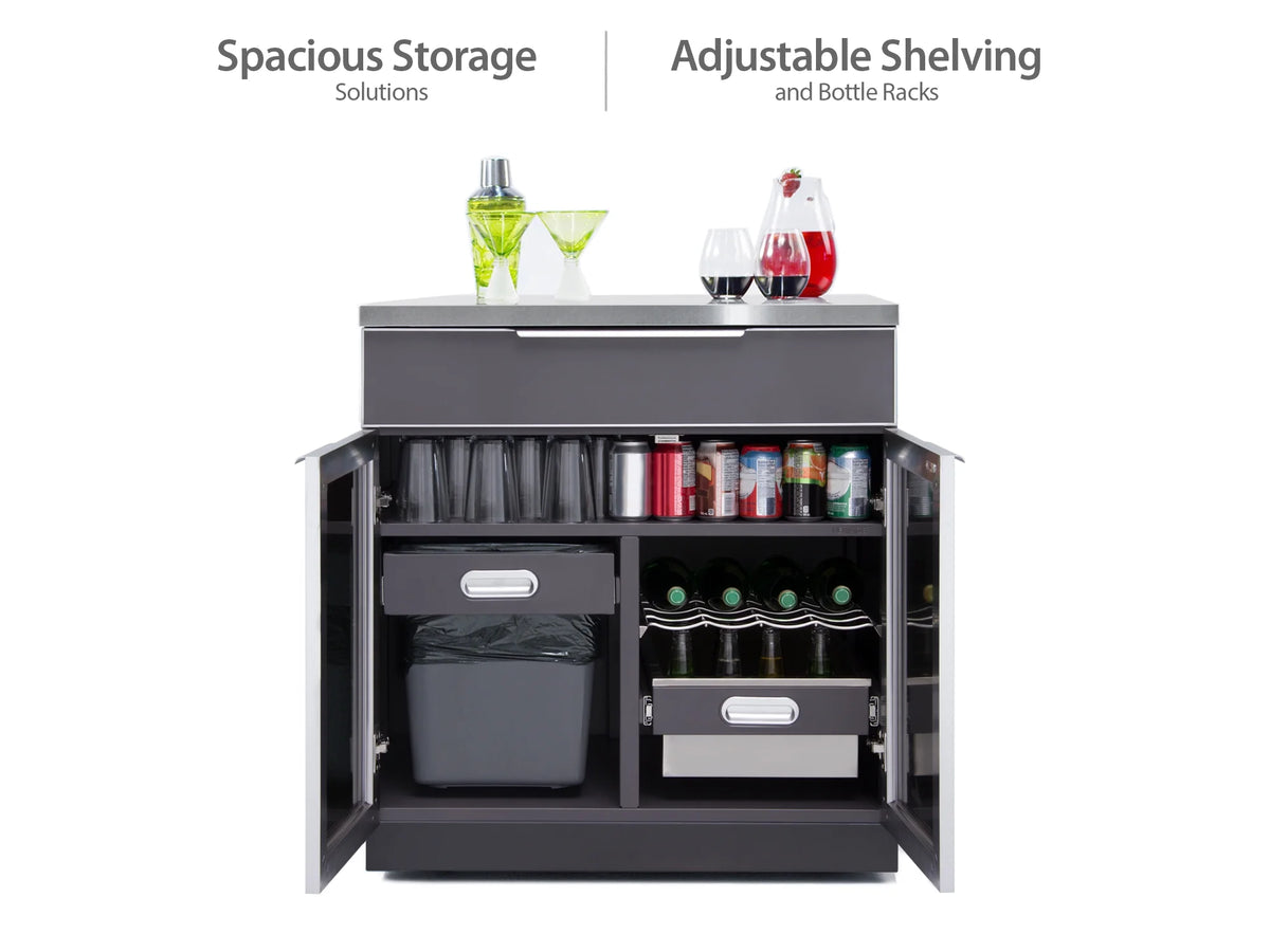 NewAge Products Outdoor Kitchen 7 Piece Cabinet Set in Slate Gray with Countertops