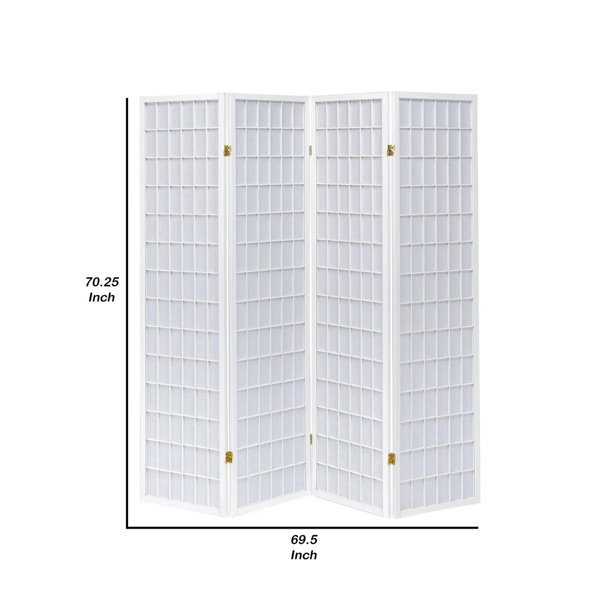 Contemporary Style Four Panel Folding Screen, White
