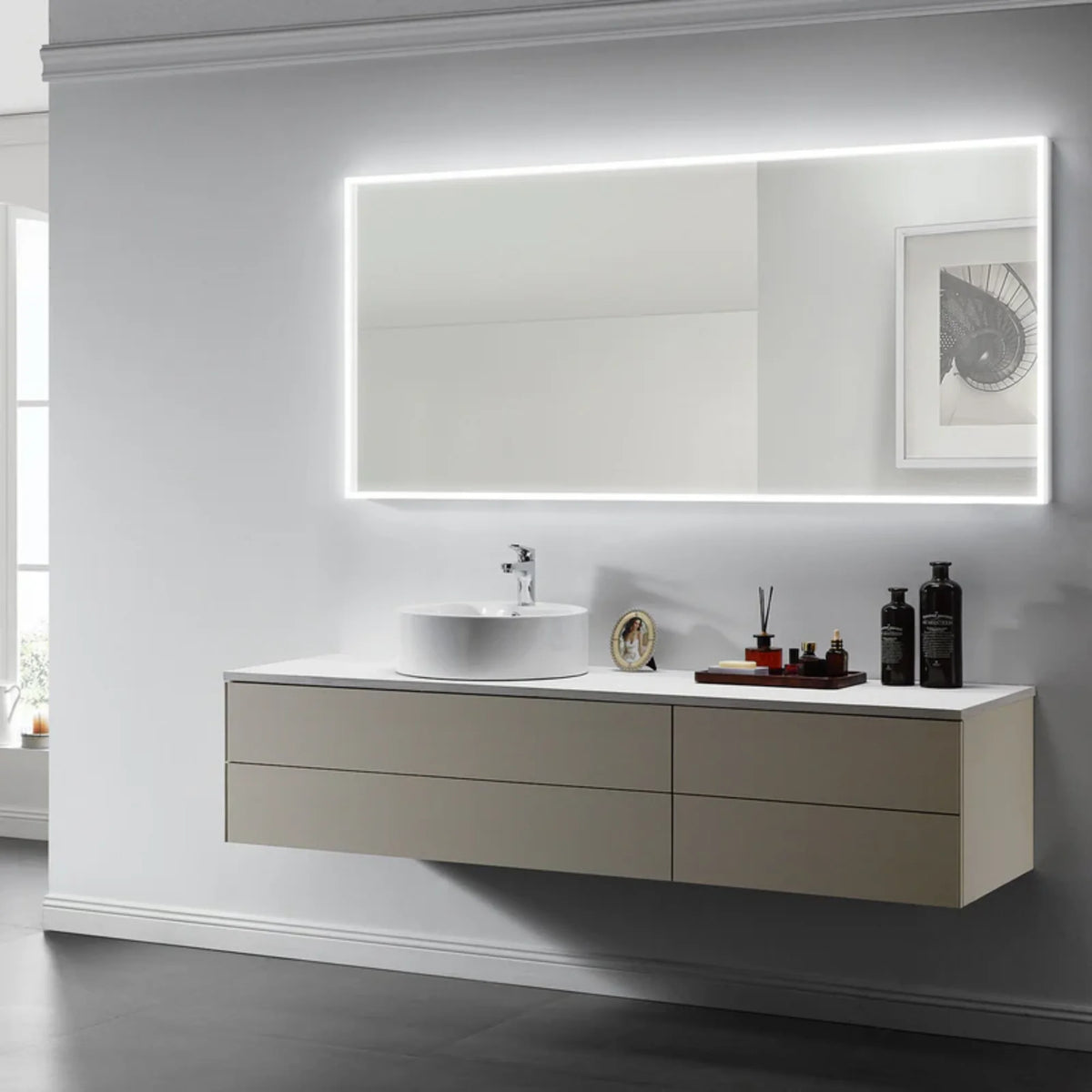 Modern Mirrors Astral Lighted Bathroom Vanity Mirror, Wall Mirror with Dimmable Daylight LED Lighting