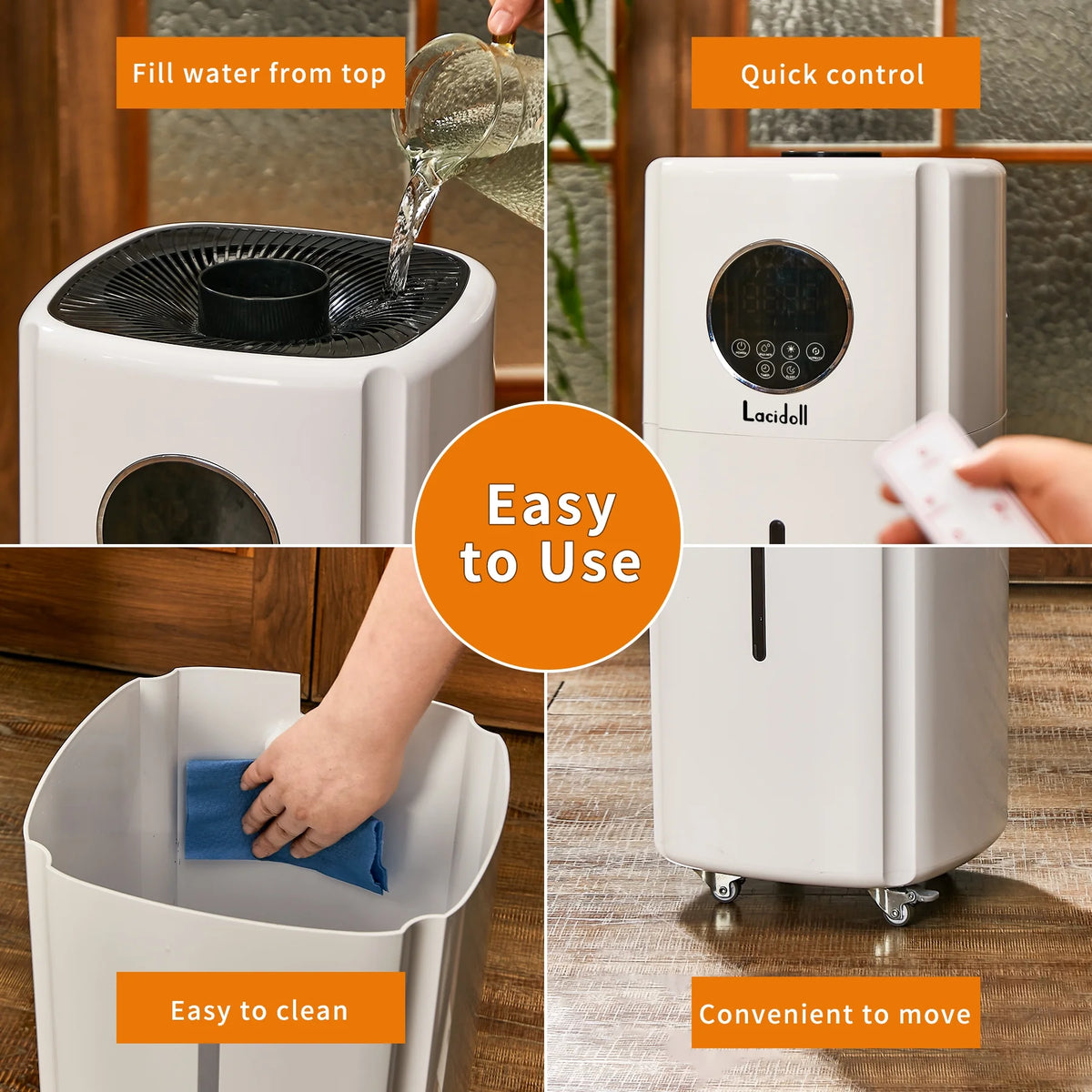 Humidifiers for Large Room Whole House Humidifier for Home 2000 Sq.ft, 5.5Gal Cool Mist Top Fill Floor 21L 2000ML/H Dual 360�� Nozzles 3 Speed