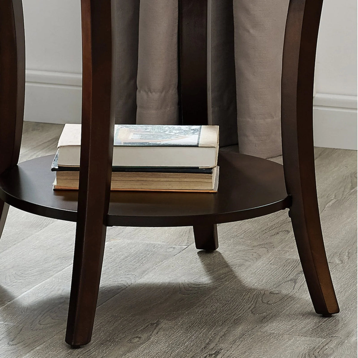 Roundhill Furniture Perth Round End Table with Shelf