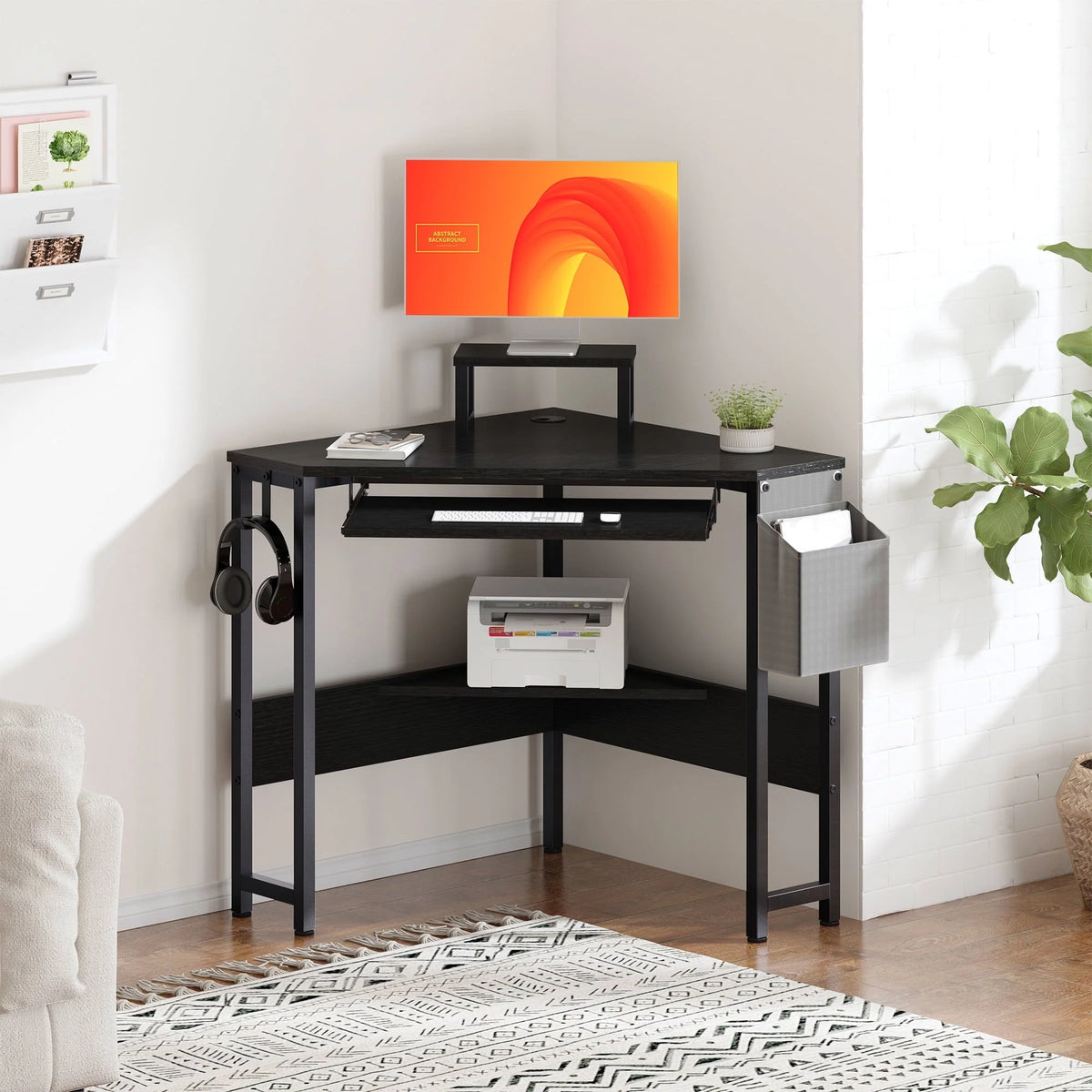 Soges Space Saving Multi-Functional Triangular Corner Desk for Office and Study