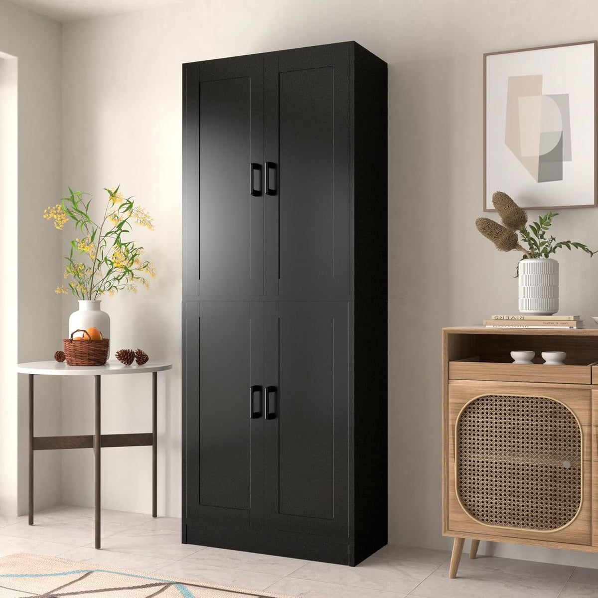 DIYART White Kitchen Pantry Cabinet, 71" Tall Kitchen Storage Cabinet with doors, Kitchen Pantry Hutch with Storage for Kitchen, Dining Room
