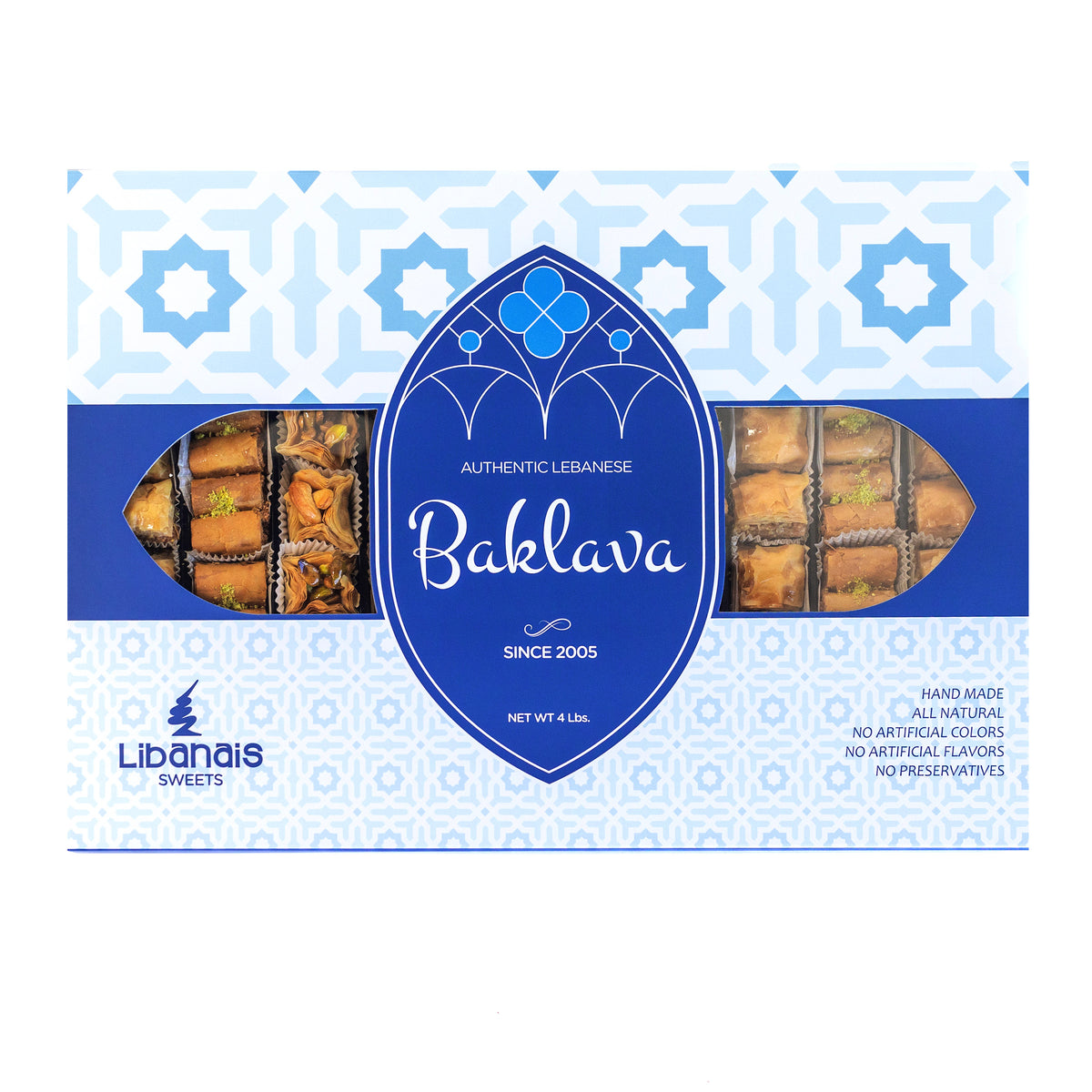 Libanais Baklava Assortment, 100 Pieces, 4 lb Total