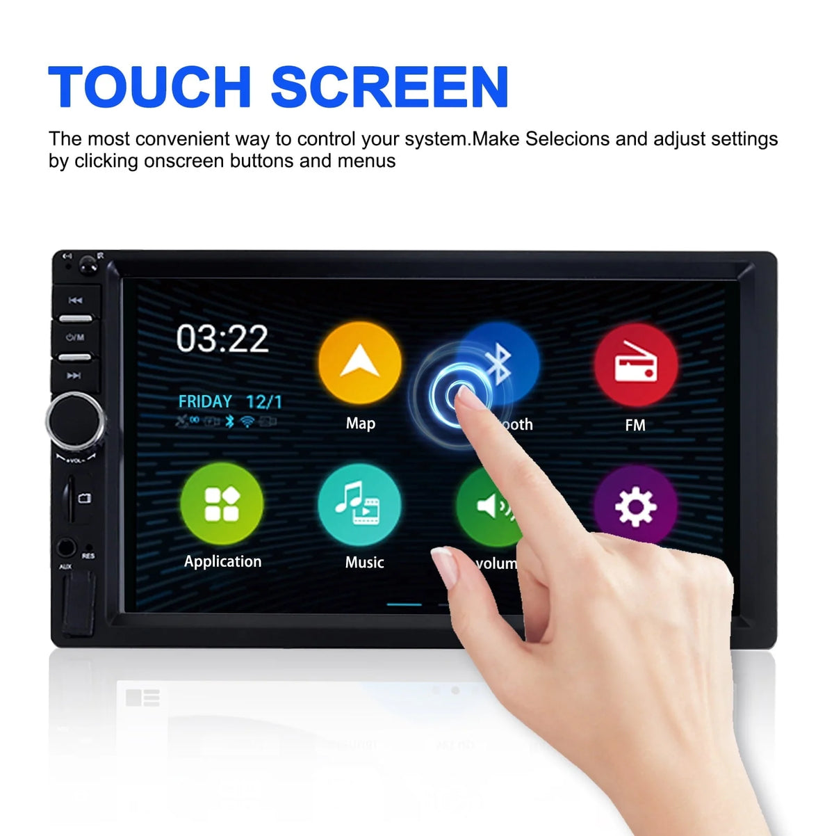 Car Stereo Touch Screen,7" Double Din Radio,Car Stereo with Bluetooth FM AUX USB SD Mirror Link Function,Backup Camera