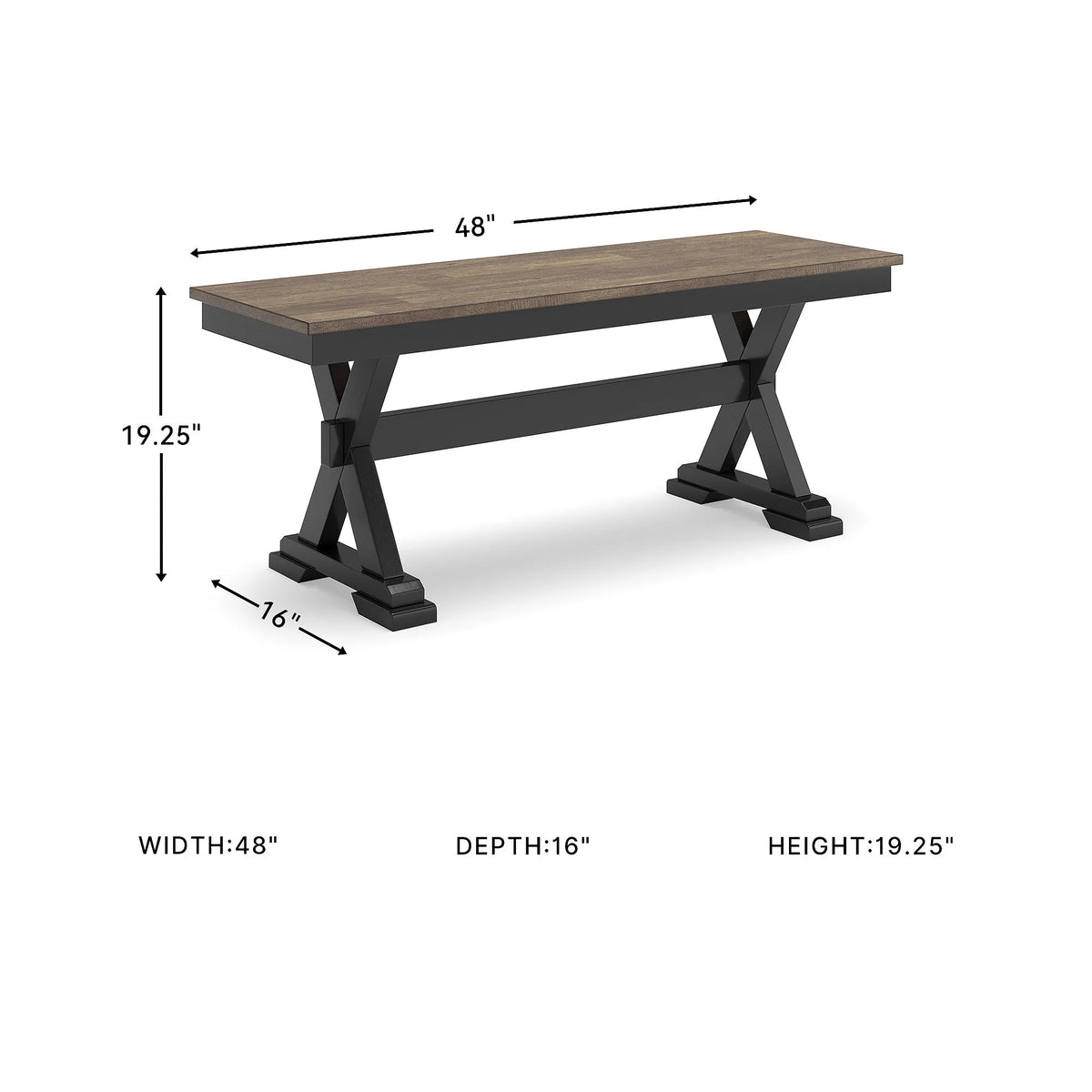 Signature Design by Ashley Wildenauer 50" Dining Bench, Brown & Black