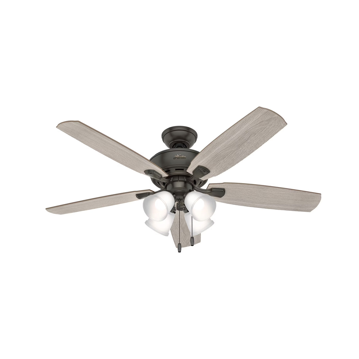 Hunter - Amberlin Indoor Ceiling Fan With Light, 52-inch, Brushed Nickel, Casual-style, 3-speed WhisperWind Motor, 53216, for Living Rooms, Bedrooms