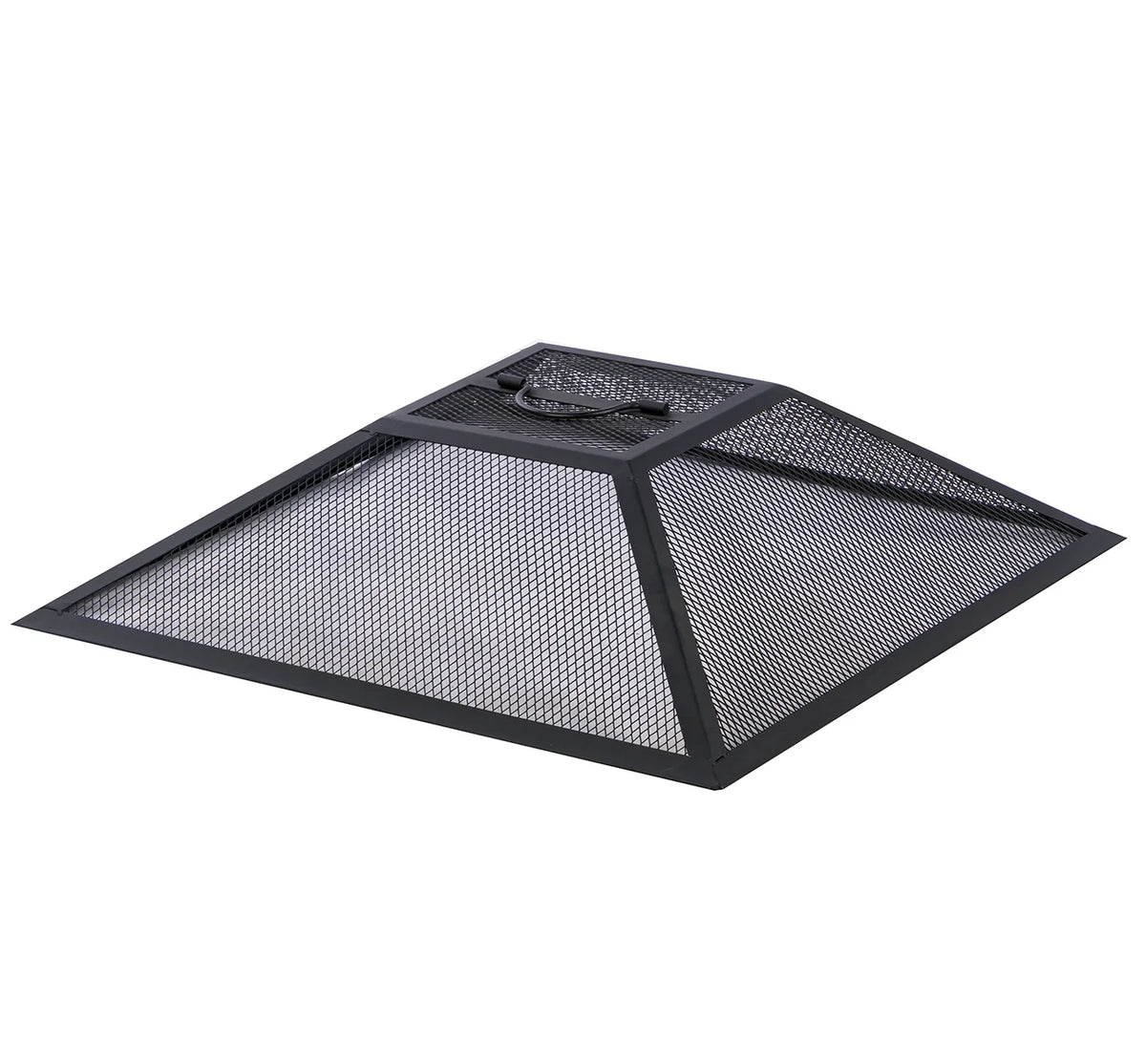 MistMo 26" Fire Pit with Grill for Outside, Square Outdoor Wood Burning Metal Firepit with Poker Black