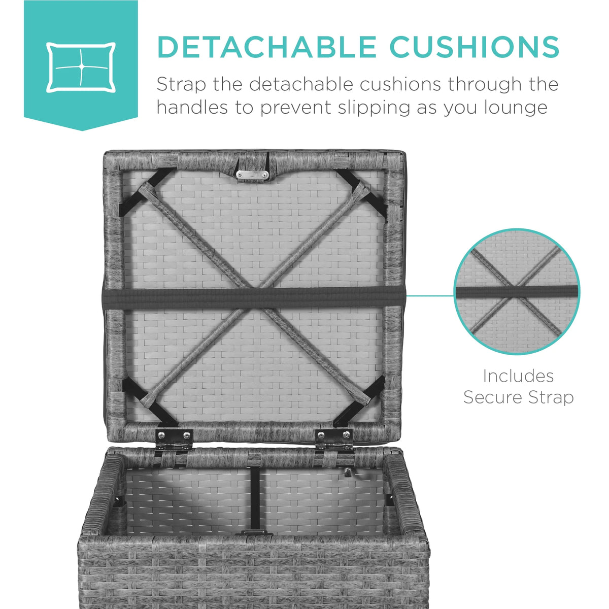 Best Choice Products Set of 2 Wicker Ottomans, Multipurpose Furniture w/ Removable Cushions - Brown/Beige