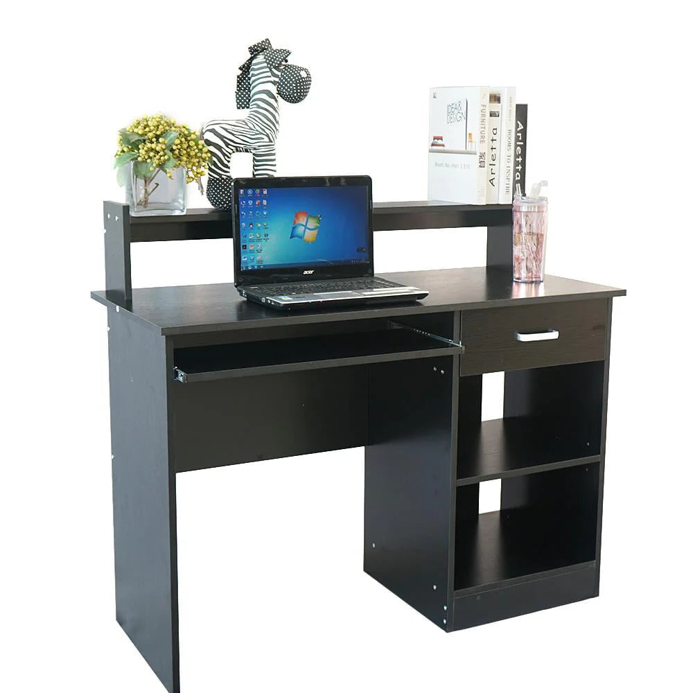 Ktaxon Wood Computer Desk Office Black Laptop PC Work Table Home Drawer & Keyboard Tray