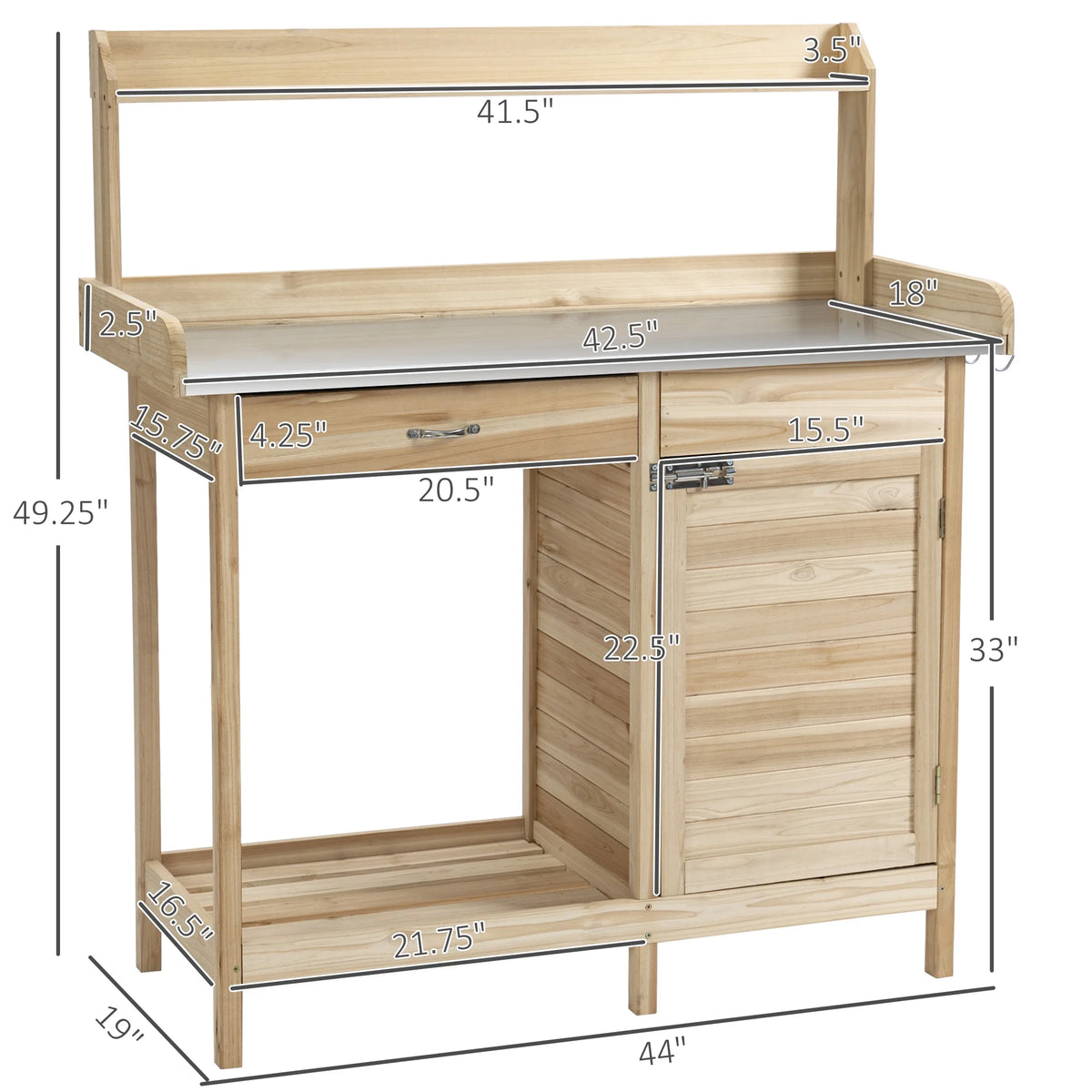 Outsunny Potting Bench Prep Table with Faucet, Sink, and Storage, Gray