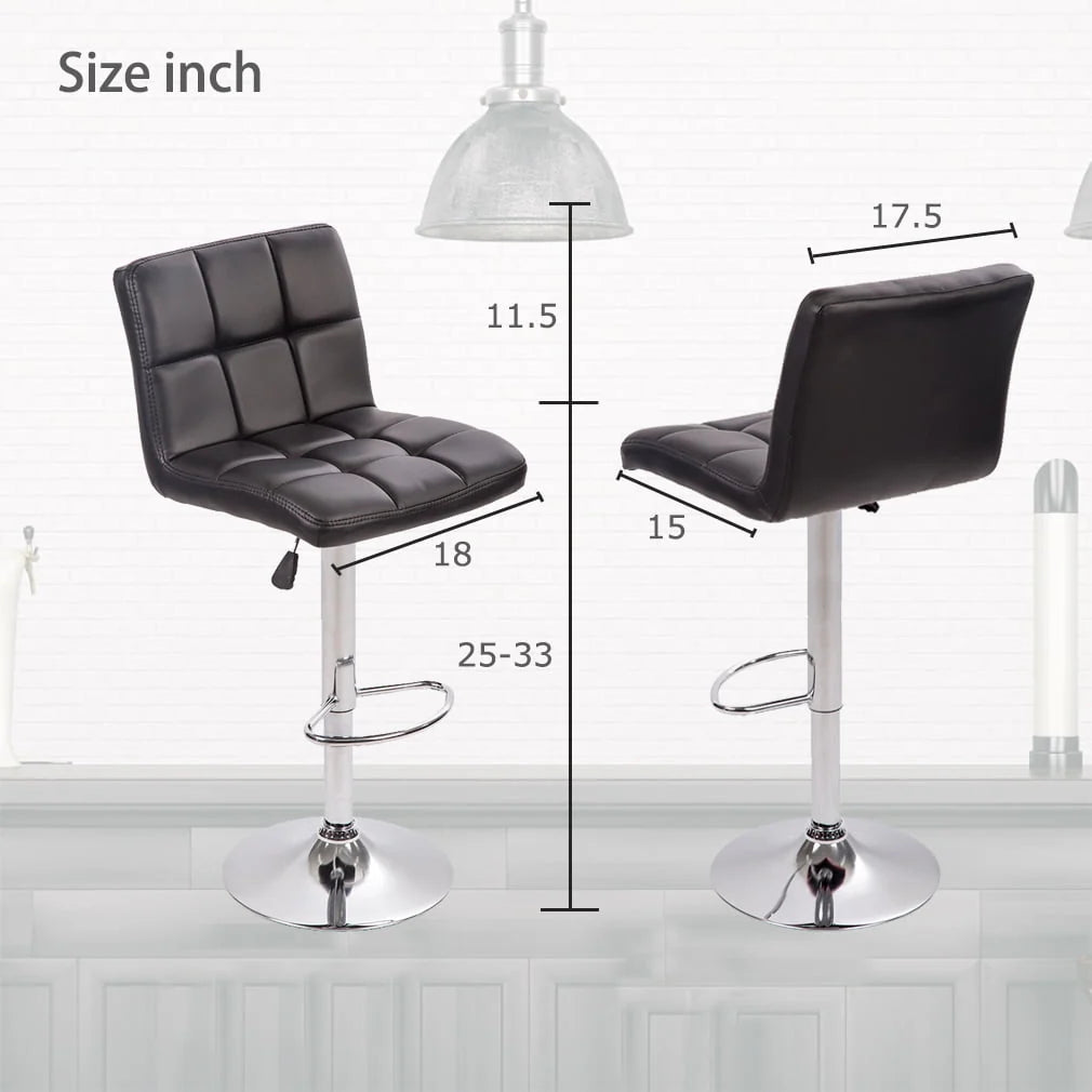 FDW Bar Stool with Swivel & Adjustable Height, Black, Set of 2