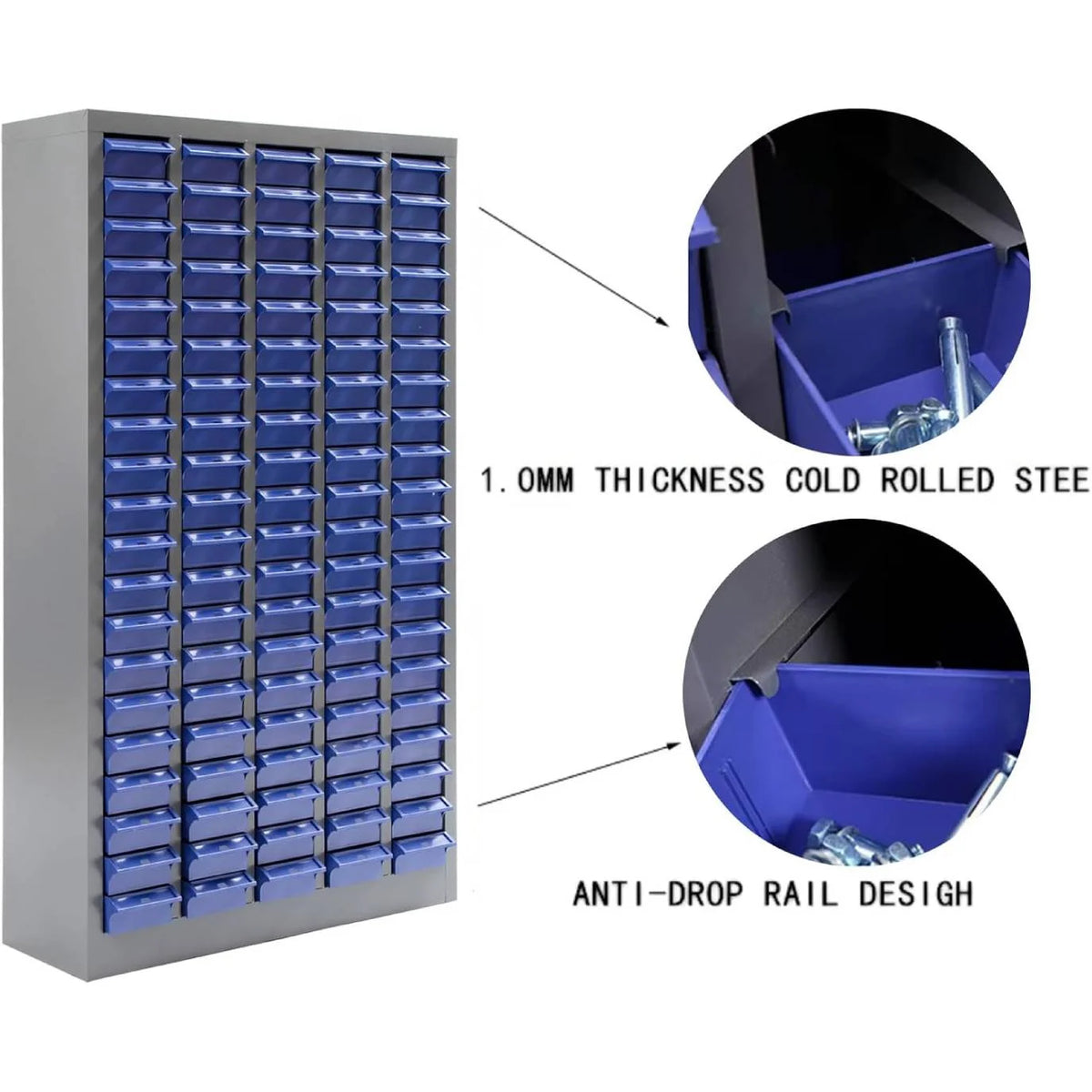 Reykilor 100 Drawers Small Parts Cabinet Bolt and Nut Tool Storage Cabinet Hardware Organizer Electronic Component Sorting Storage