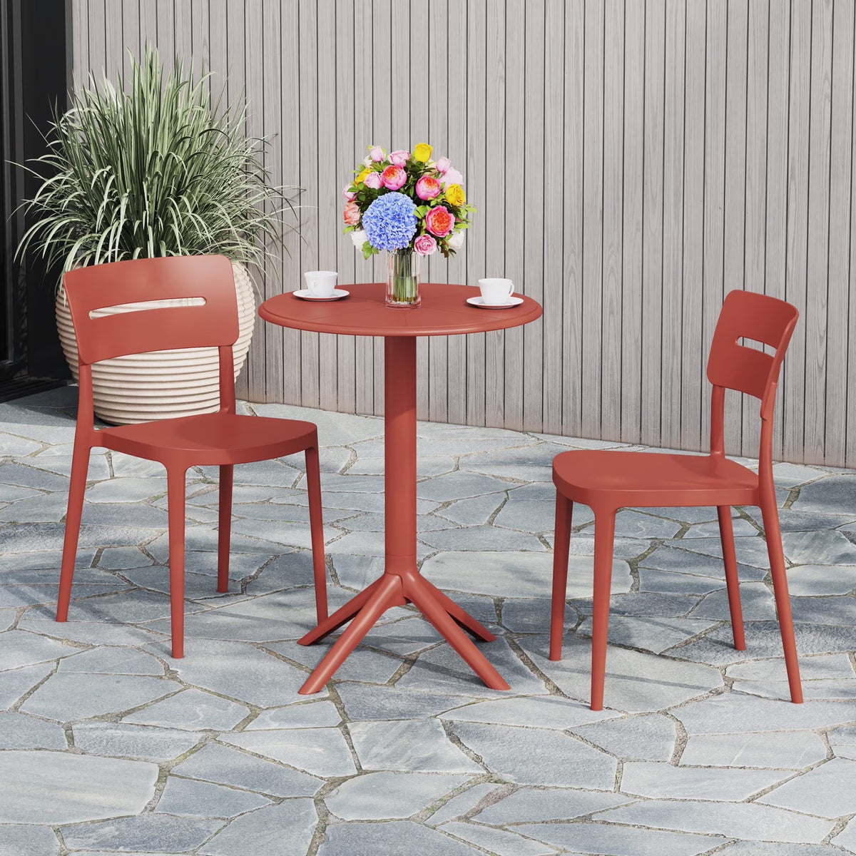 WestinTrends Playa 3-Piece Outdoor Resin Patio Bistro Set with Stackable Patio Dining Chairs, Black