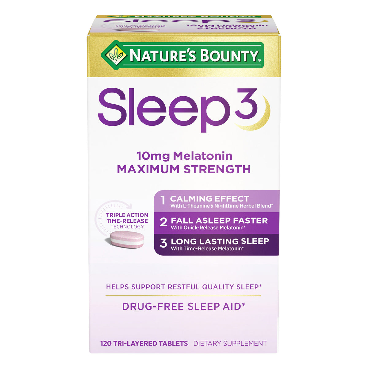 Nature's Bounty Sleep3 10 mg. Melatonin, 120 Tablets