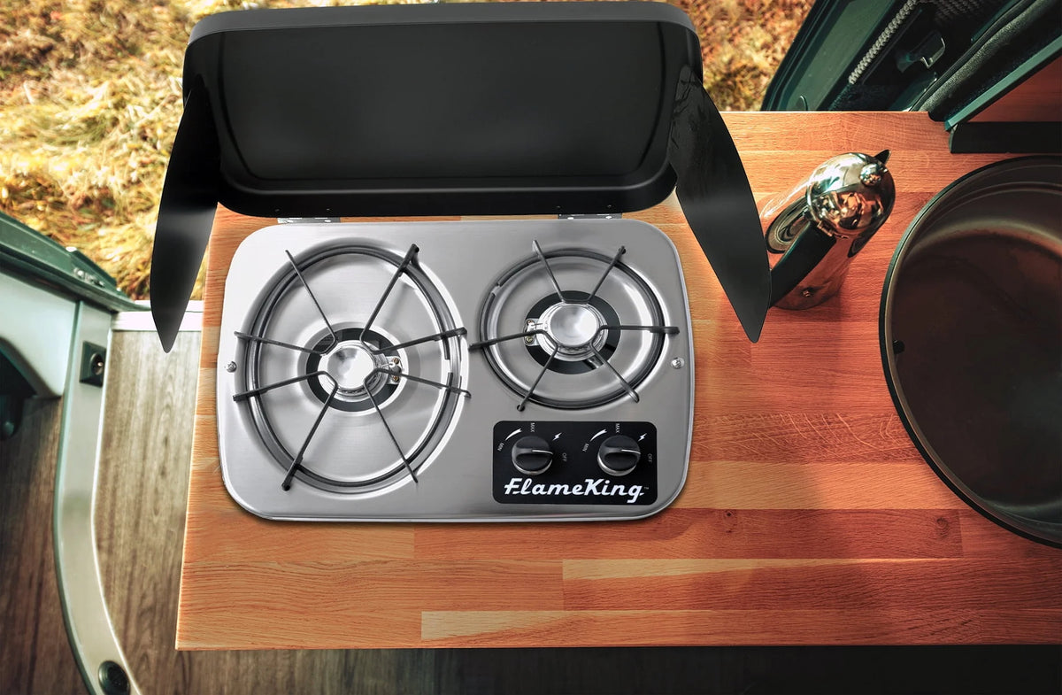 Flame King YSNHT600 2-Burner Built-in RV Cooktop Propane Stove