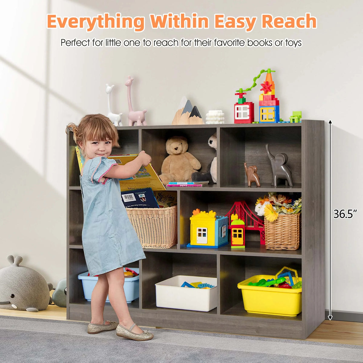 Costway 3-tier Open Bookcase 8-Cube Floor Standing Storage Shelves Display Cabinet White
