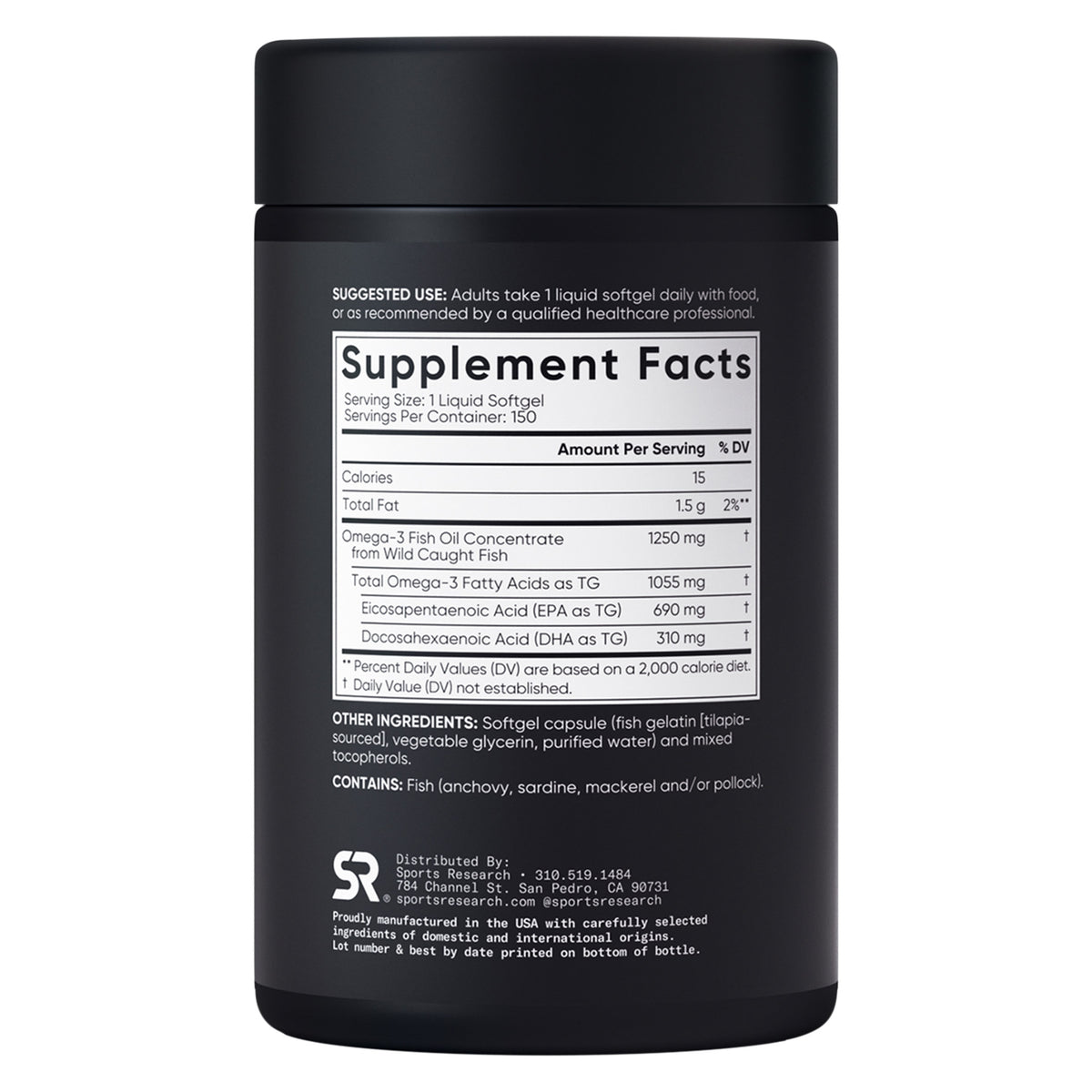 Sports Research Triple Strength Omega-3 Fish Oil, 150 Fish Softgels