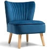 Costway Armless Accent Chair Modern Velvet Leisure Chair Single Upholstered Green