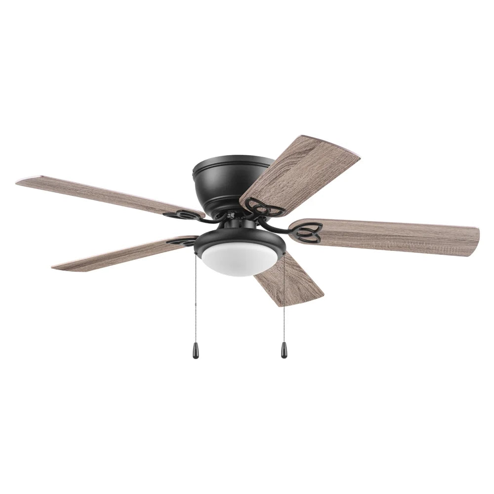 Mainstays 52" Black Traditional Indoor Ceiling Fan with Light, Pull Chain Control & Reverse Airflow