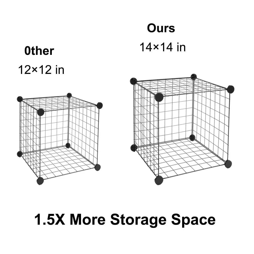 Ktaxon 16-Cube Organizer, Stackable Metal Grid Modular Cubbies Shelves Bookcase Multifunctional
