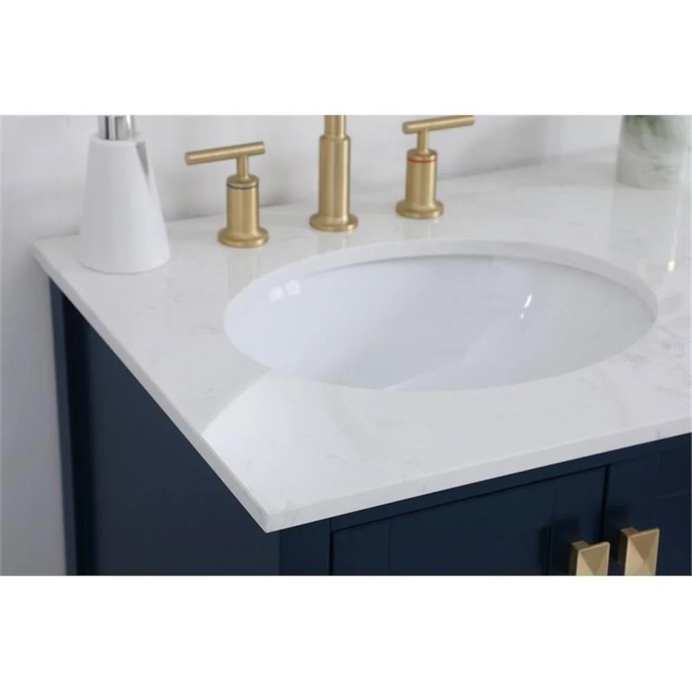 Elegant Decor Irene 32" Solid Wood and Stone Single Bathroom Vanity in White