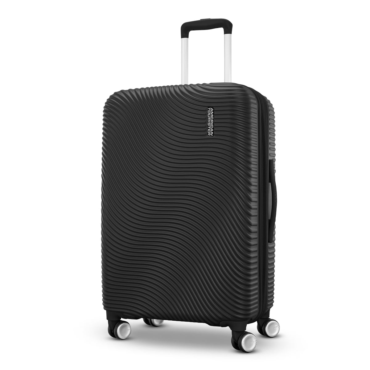 American Tourister Color Waves Medium Checked Suitcase with Spinner Wheels - Black