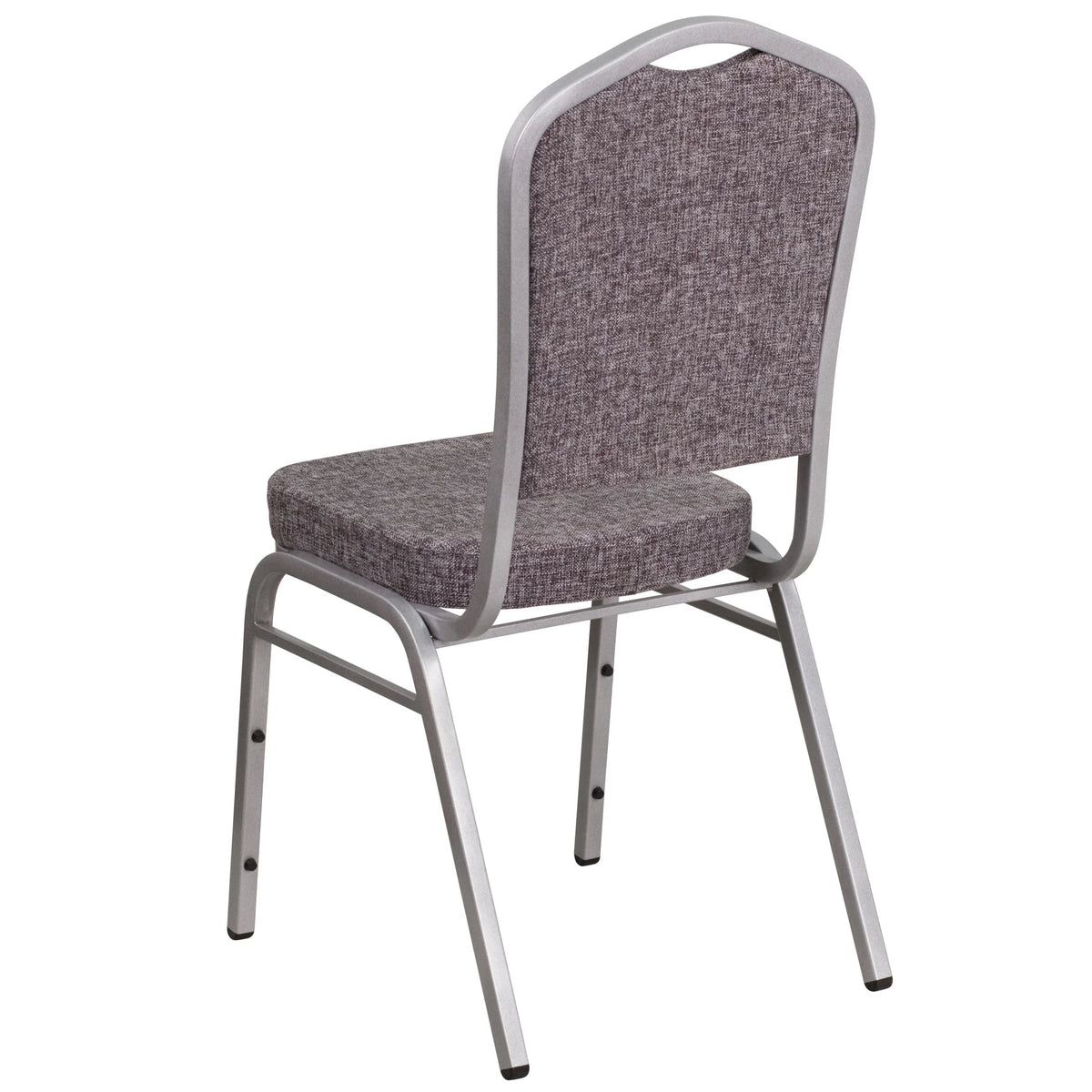 Emma + Oliver 4 Pack Crown Back Stacking Banquet Chair in Navy Vinyl - Silver Vein Frame