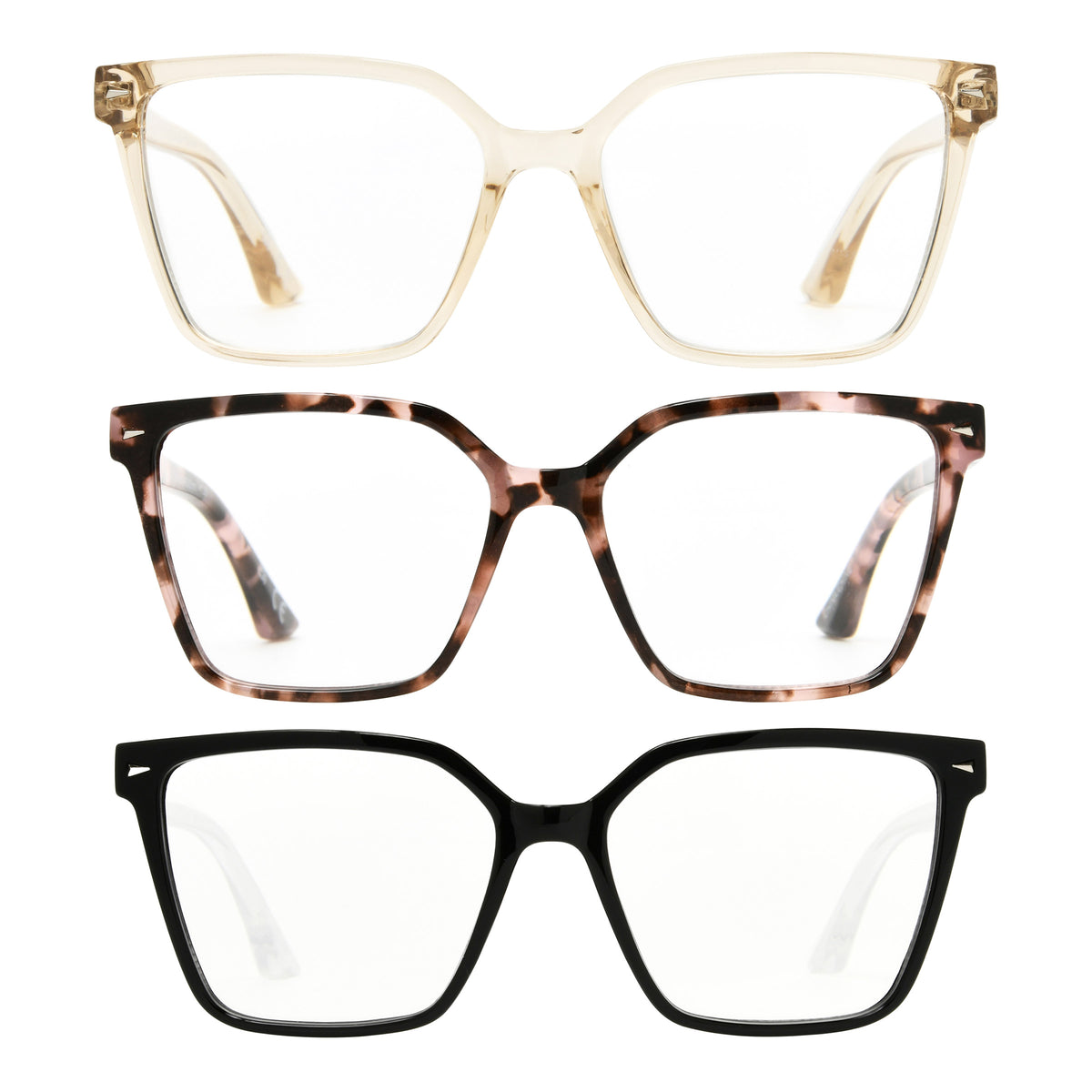 Design Optics by Foster Grant #813 Oversized Square Reading Glasses, 3-pack