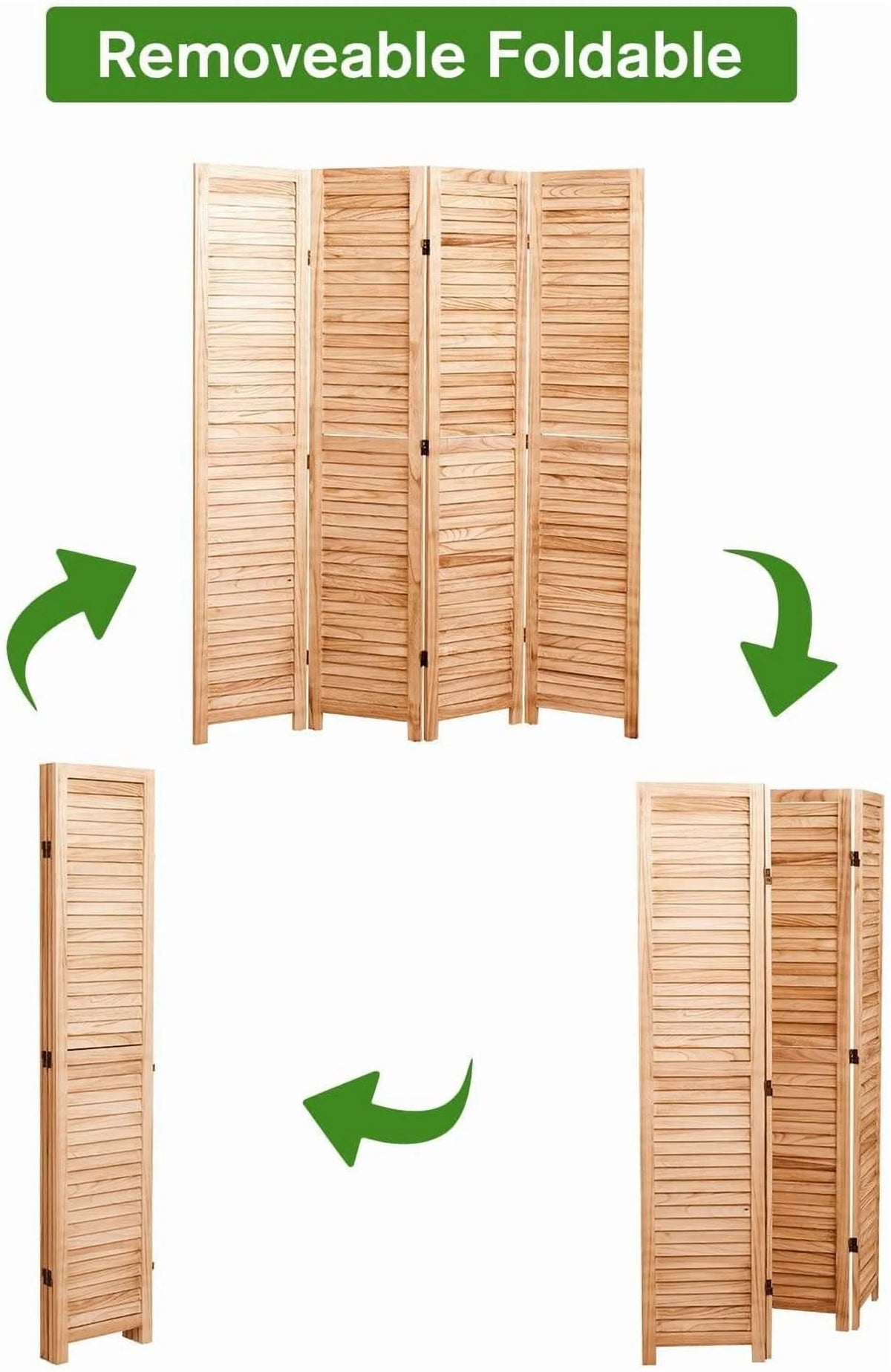Privacy Screen 82.8'' W x 65'' H 6 - Panel Solid Wood Folding Room Divider, Natural,Outdoor Privacy Screen