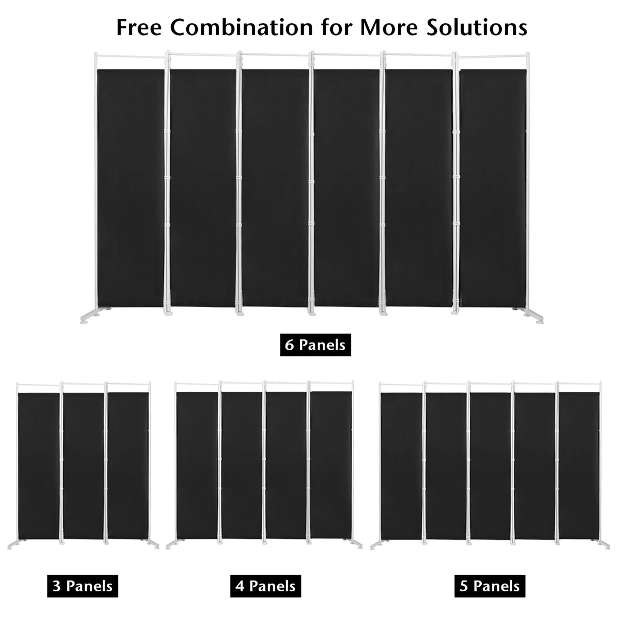 Costway 6-Panel Room Divider Folding Privacy Screen w/Steel Frame Decoration Brown